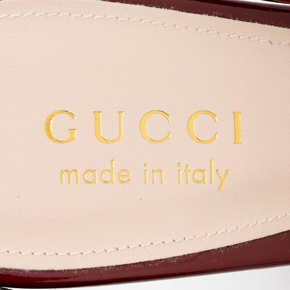 Gucci Patent Leather Chain Logo Signoria Slingback Pumps - Size 7 / 37 - Picture 8 of 8